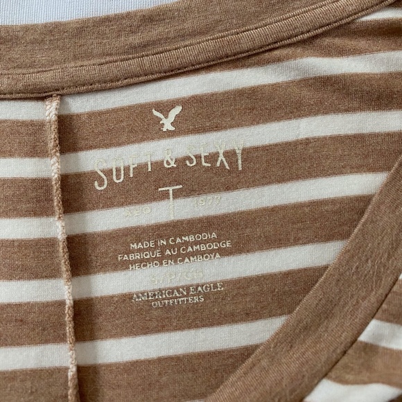 💖 3 for $35 American Eagle Soft & Sexy Tan Striped Long Sleeve - Picture 3 of 3